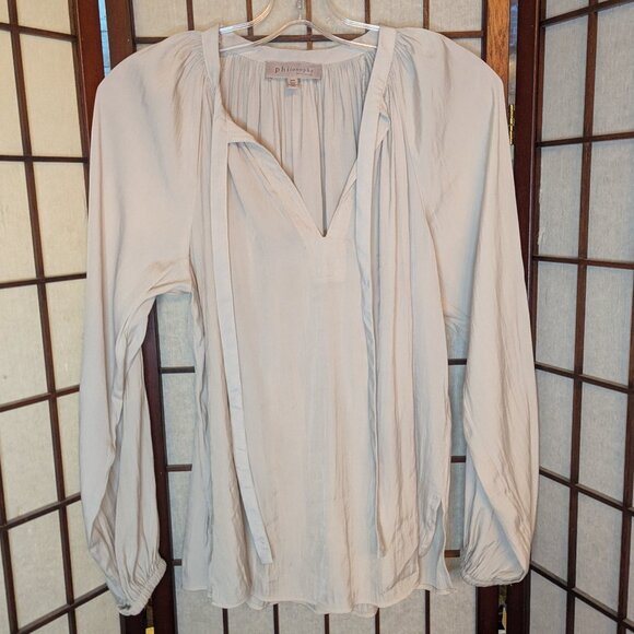GUC champagne cream peasant blouse Philosophy medium - Picture 2 of 6
